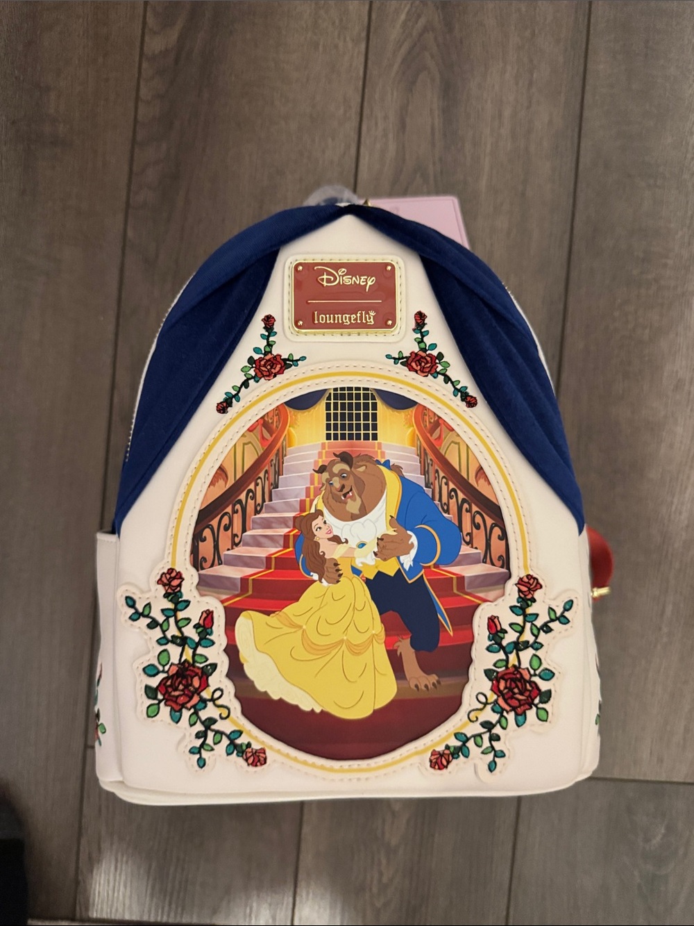 Loungefly Disney Beauty and the Beast Mini Backpack - White/Blue/Yellow Velvet